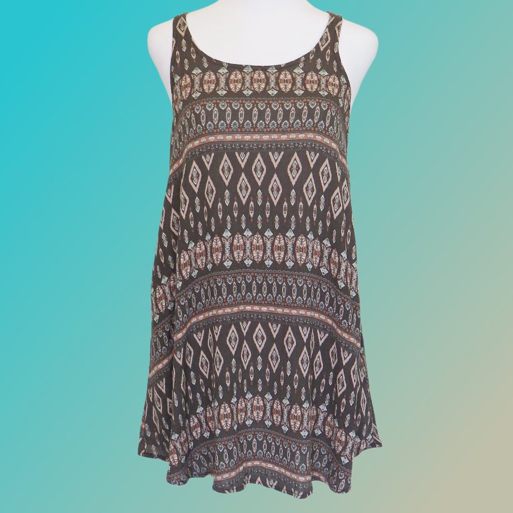 Brown Geometric Print Tunic Tank........726